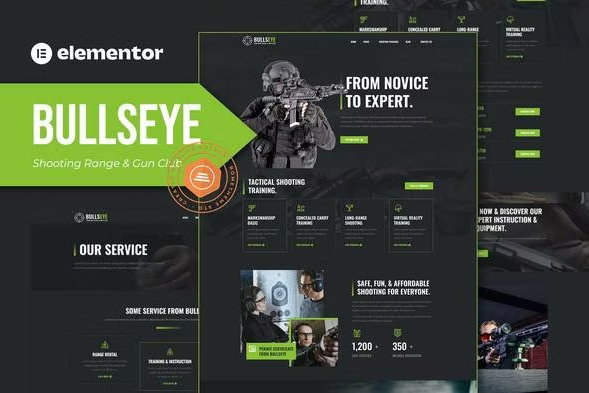 Product Image - Bullseye – Shooting Range & Gun Club Elementor Template Kit