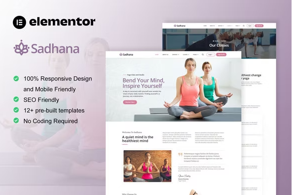 Product Image - Sadhana – Yoga Teacher & Studio Elementor Template Kit
