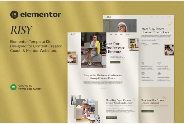 Product Image - Risy – Content Creator Coach & Mentor Elementor Template Kit Product Image - Risy – Content Creator Coach & Mentor Elementor Template Kit