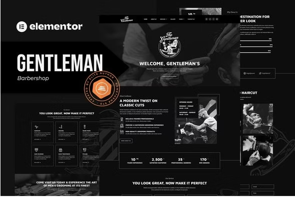 Product Image - Gentleman – Barbershop & Hair Studio Elementor Template Kit