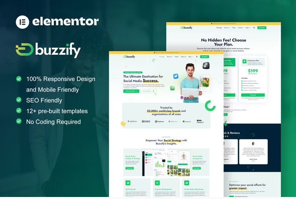 Product Image - Buzzify – Social Media Marketing Agency Elementor Template Kit