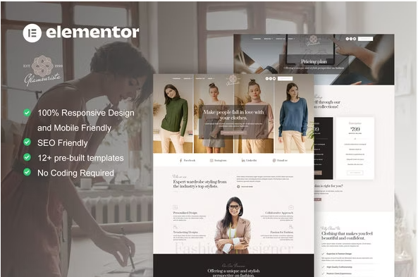 Product Image - Glamourista – Fashion Designer Elementor Template Kit