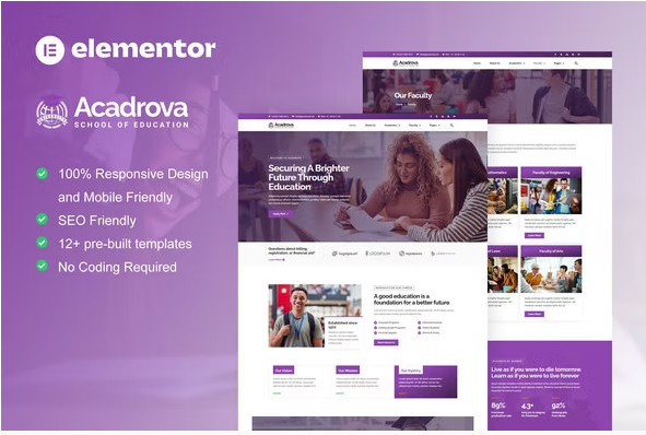 Product Image - Acadrova – University & School Education Elementor Pro Template Kit