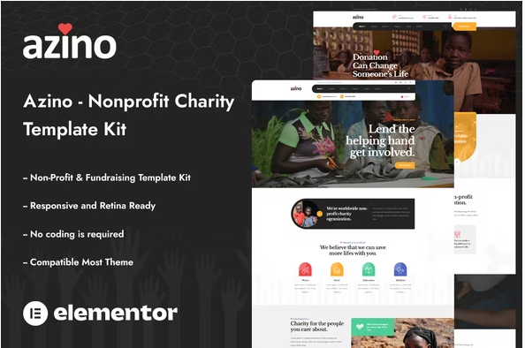 Product Image - Azino – Nonprofit Charity Elementor Template Kit
