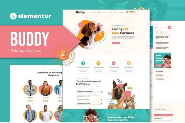Product Image - Buddy – Pet Care Services Elementor Template Kit Product Image - Buddy – Pet Care Services Elementor Template Kit