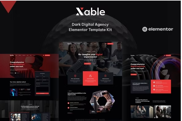 Product Image - Xable – Dark Digital Agency Elementor Pro Template Kit