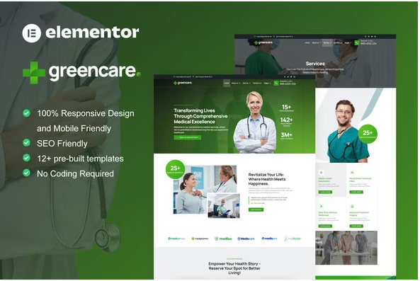 Product Image - GreenCare – Medical Services Elementor Pro Template Kit