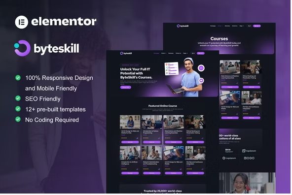 Product Image - ByteSkill – IT Online Course & Education Elementor Pro Template Kit