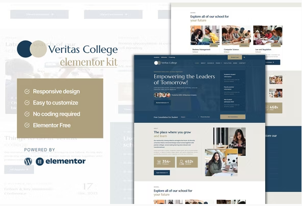 Product Image - Veritas – University and School Elementor Template Kit