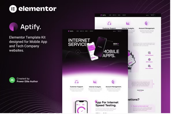 Product Image - Aptify – Mobile App Landing Page & Tech Company Elementor Template Kit