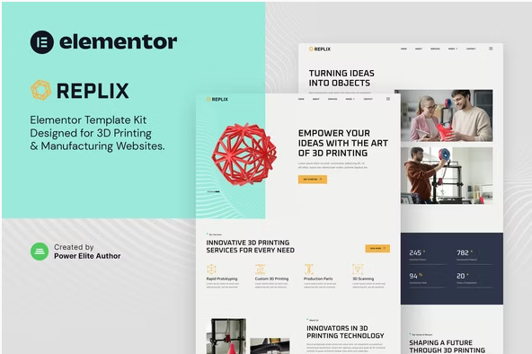Product Image - Replix – 3D Printing & Manufacturing Services Elementor Template Kit