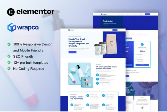 Product Image - WrapCo – Packaging Company Elementor Template Kit