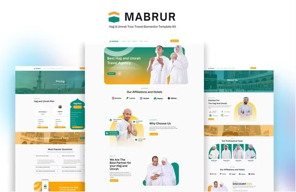 Product Image - Mabrur – Hajj & Umrah Tour Travel Elementor Template Kit