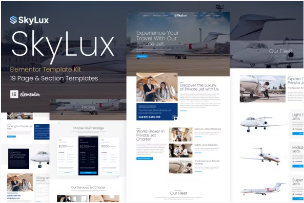 Product Image - Skylux – Private Jet & Airplane Charter Company Elementor Template Kit