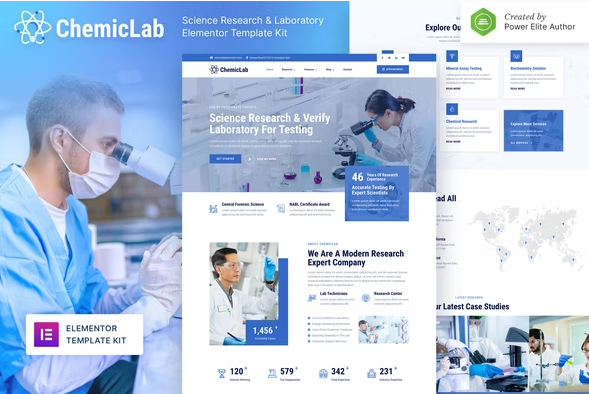 Product Image - ChemicLab – Science Research & Laboratory Elementor Template Kit