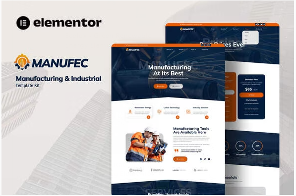 Product Image - Manufec – Manufacturing & Industrial Elementor Template Kit