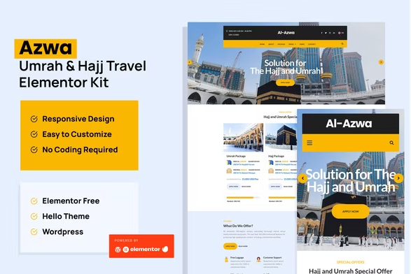 Azwa - Umrah & Hajj Tour Travel Elementor Template Kit