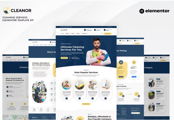 Product Image - Cleanor – Cleaning Services Elementor Pro Template Kit
