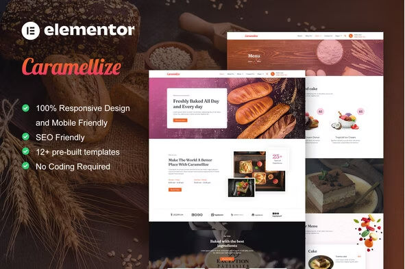 Product Image - Caramellize – Bakery & Pastry Elementor Pro Template Kit