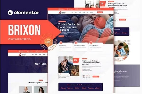 Brixon - Insurance Agency Elementor Template Kit