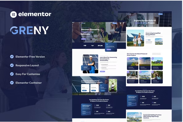 Product Image - Greny – Solar & Renewable Energy Elementor Template Kit