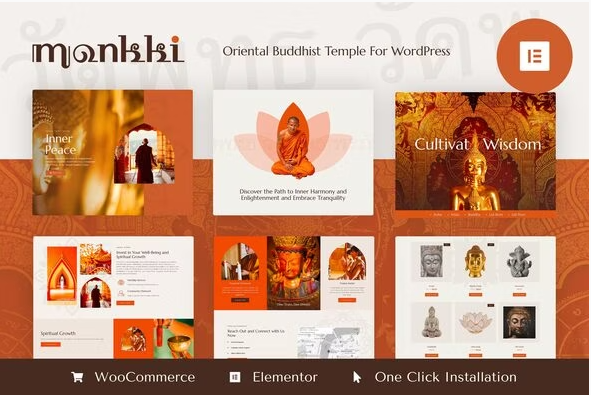 Product Image - Monkki – Oriental Buddhist Temple Elementor Pro Template Kit