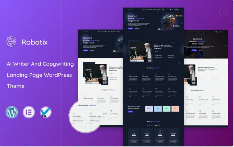 Product Image - Robotix – AI Writer & Copywriting Landing Page WordPress Theme