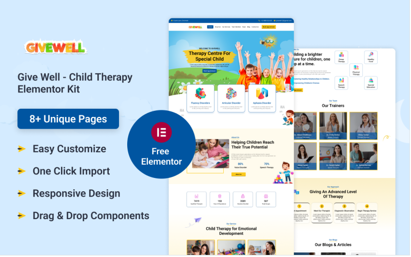 Product Image - Give Well – Child Therapy Elementor Kit