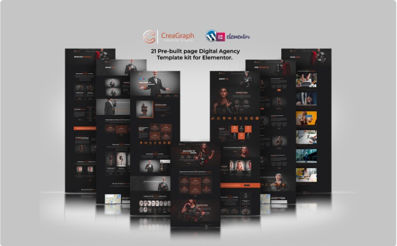 CreaGraph - Premium Digital Agency Elementor Template kit Elementor Kit