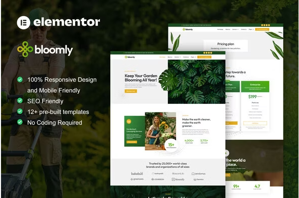 Product Image - Bloomly – Landscape & Gardening Service Elementor Pro Template Kit