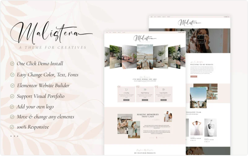 Product Image - Malistena – Blog & Photographer WP Theme Elementor WordPress Theme
