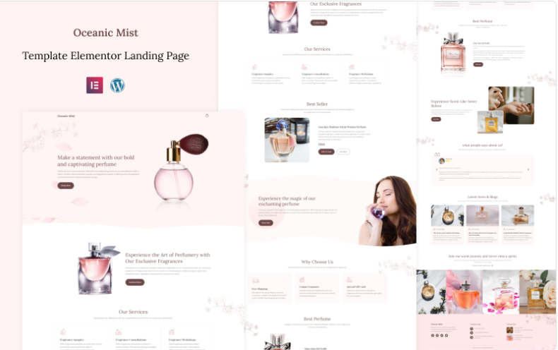 Oceanic Mist - Perfume & Fragrance Elementor Landing page Elementor Kit