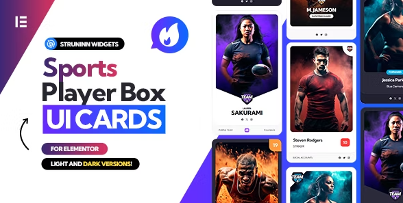 Sports Player Box – Elementor UI Cards