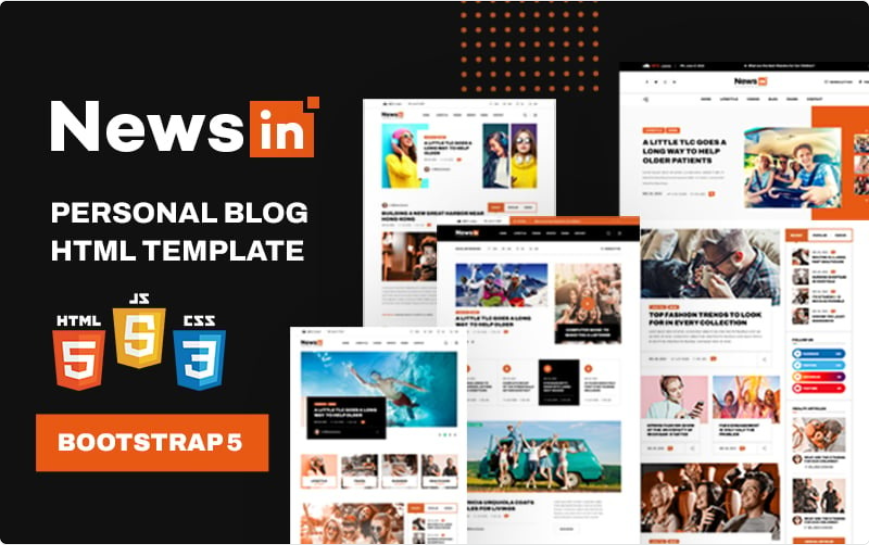 NewsIN - Personal Blog, Newspaper, Magazine HTML Template Website Template