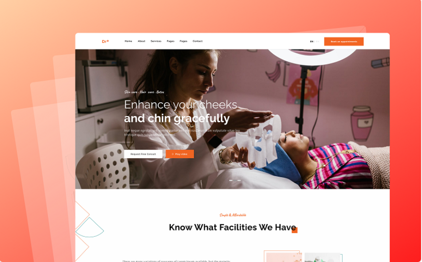 Dr+ - Template for Dermatology and Skin Care Website Website Template