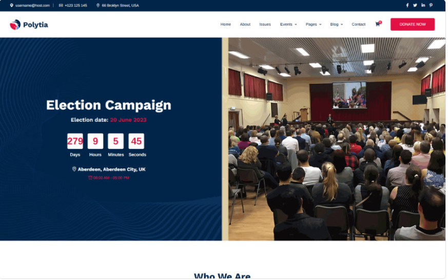 Polytia – Political Party HTML5 Template Website Template