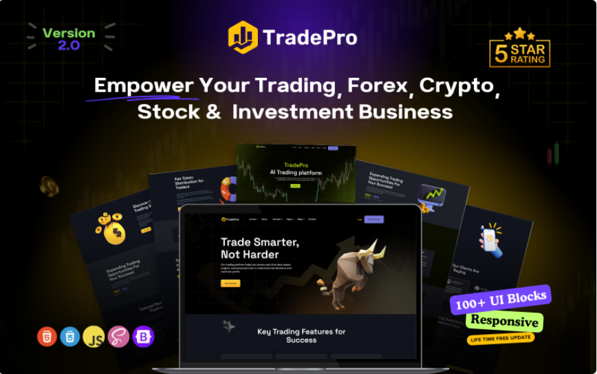 TradePro - The Ultimate HTML Template for Trading, Forex, Cryptocurrency, and Investment Website Template