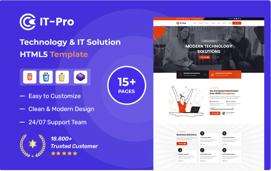 IT-PRO – Technology and IT Solutions HTML5 Template Website Template