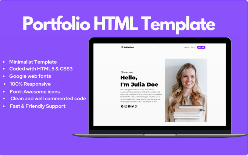 Bosluk Personal Portfolio One Page HTML5 Template Website Template