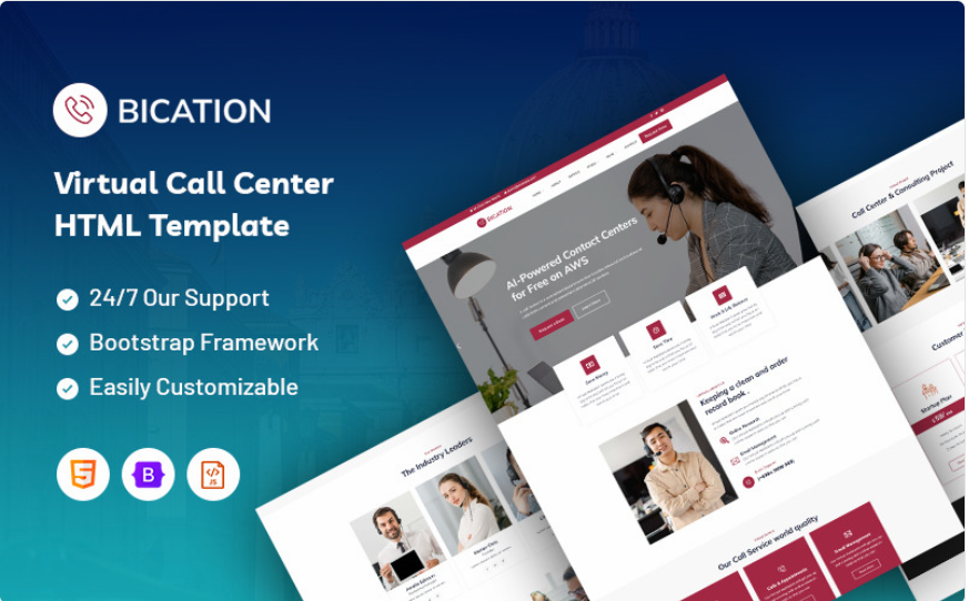 Bication – Virtual Call Center Website Template