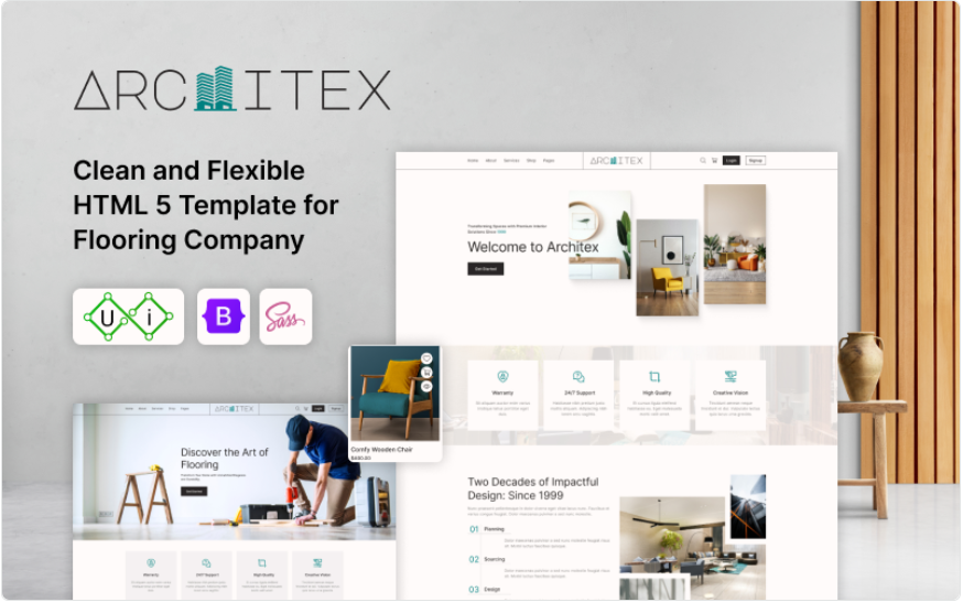 Architex - Multipage Architecture, Flooring, Interior & Exterior Company HTML Website Template