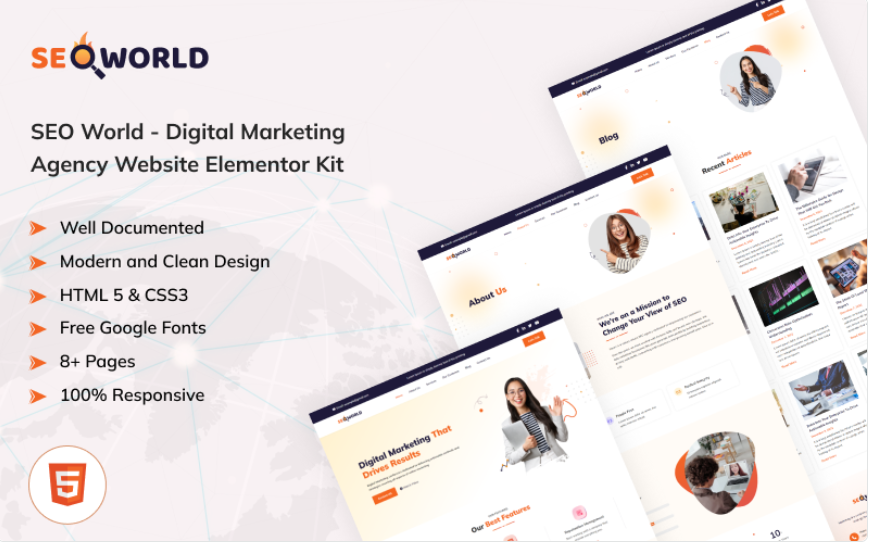 SEO World - Digital Marketing Agency HTML Template Website Template