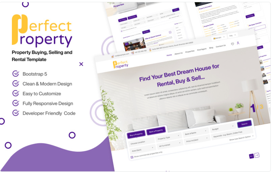 Perfect Property - Property Listing & Real Estate HTML5 Template Website Template