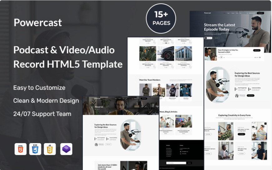 Pawercast - Podcast & Video Audio Record Shop HTML5 Template Website Template
