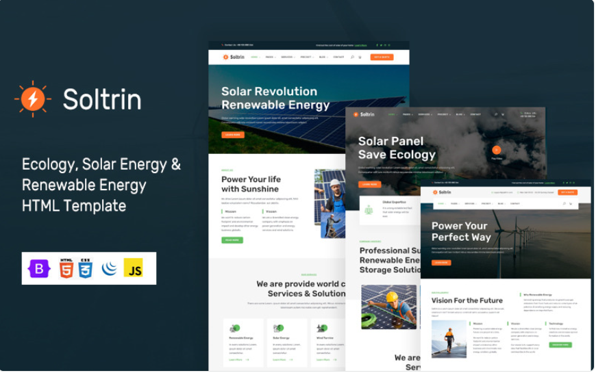 Soltrin - Solar & Renewable Energy HTML Template Website Template