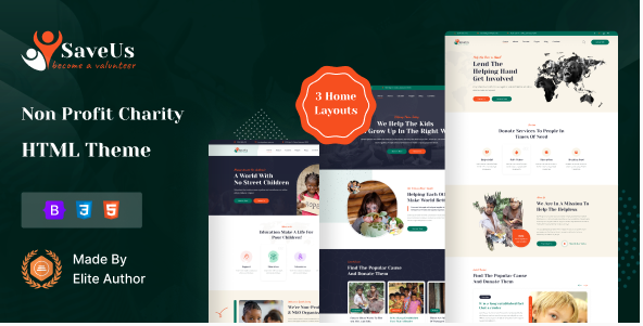 Saveus – Nonprofit Charity HTML Template