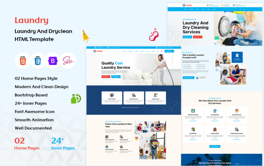 Laundry and Dry clean Service HTML Template Website Template