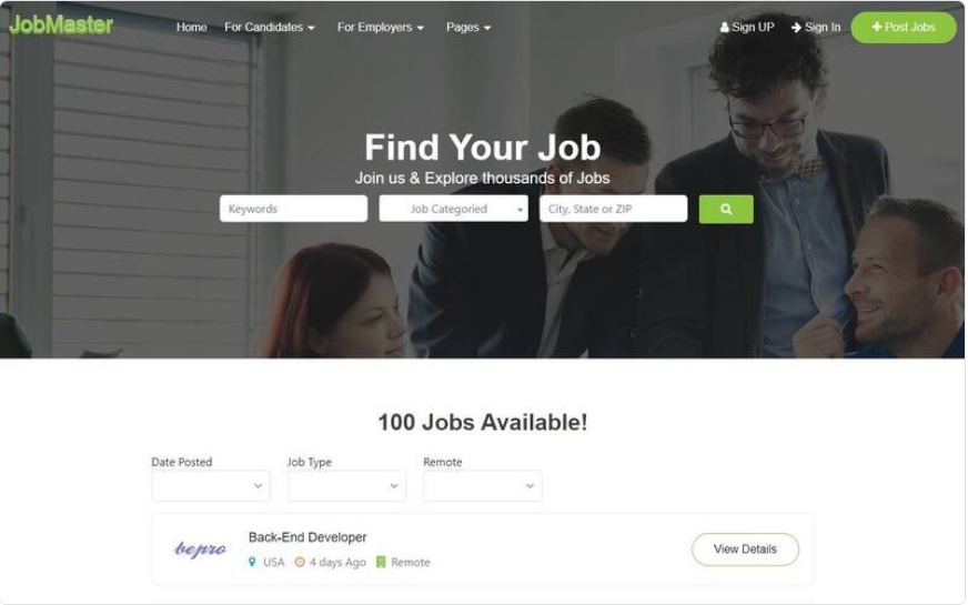 JobMaster - HTML Job Portal Template Website Template