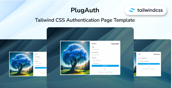 PlugAuth - Tailwind CSS 3 Authentication Page Template