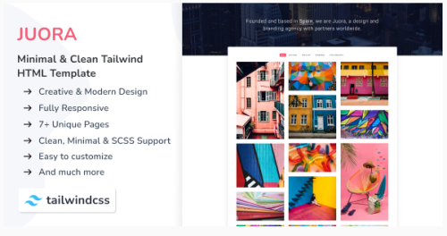 Juora - Minimal Tailwind CSS 3 Template.